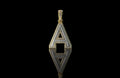 14k 2 tone yellow and white gold double layer initial A diamond pendant