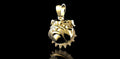 14K YELLOW GOLD LARGE 3D CUSTOM BULL DOG DIAMOND PENDANT