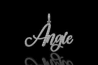 14k white gold custom "angie" style diamond pendant