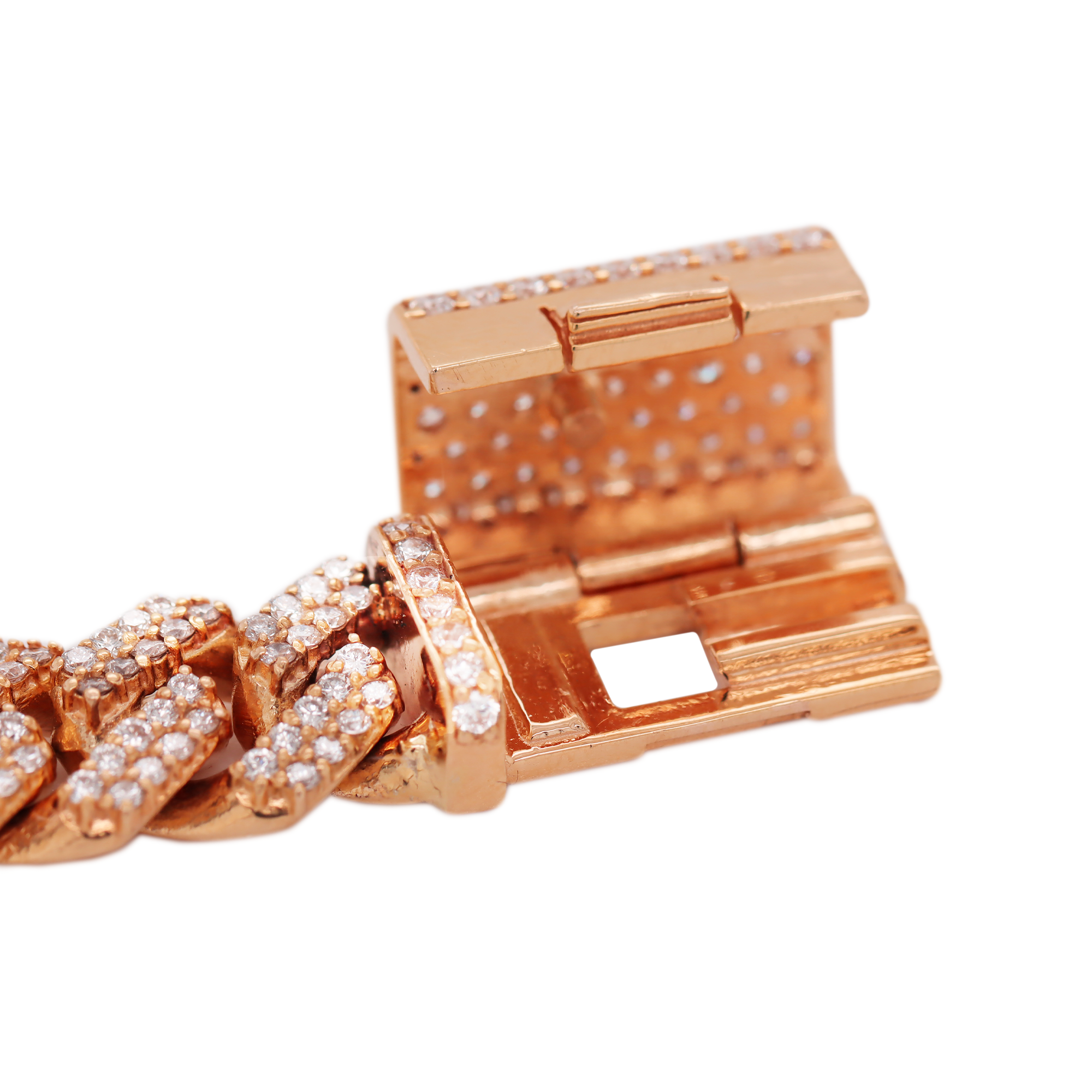 Miami Cuban Prong Setting Rose Gold Bracelet 6.78 CT