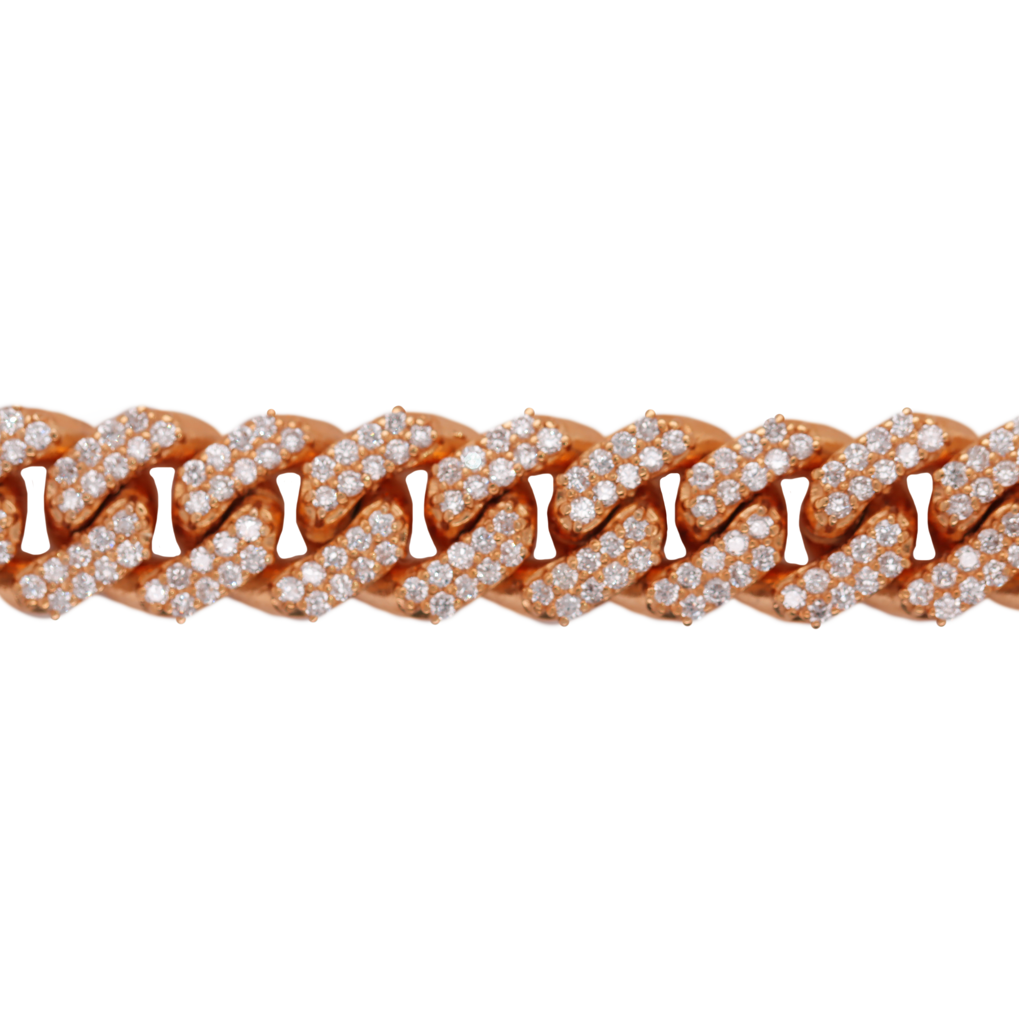 Miami Cuban Prong Setting Rose Gold Bracelet 6.78 CT