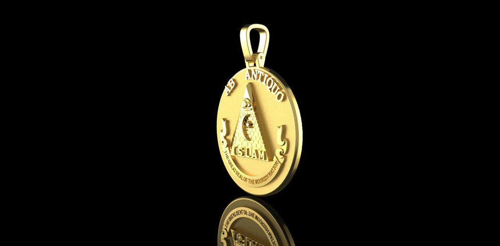 14K YELLOW GOLD CUSTOM 3D ISLAM PYRAMID PENDANT