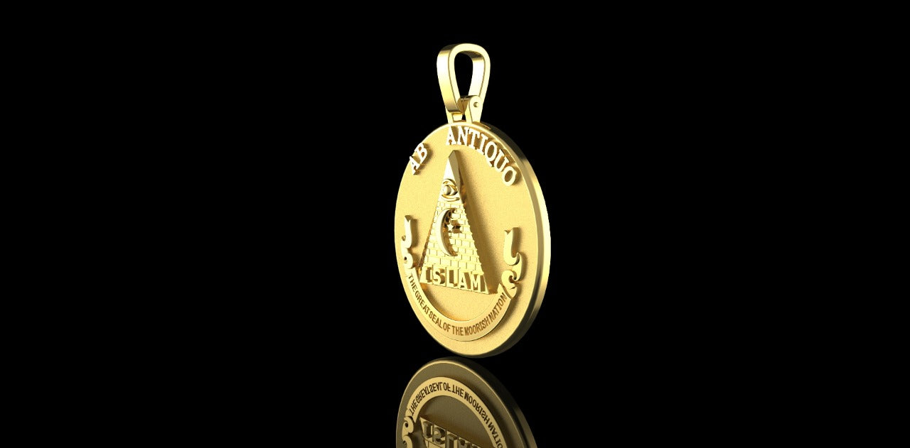 14K YELLOW GOLD CUSTOM 3D ISLAM PYRAMID PENDANT