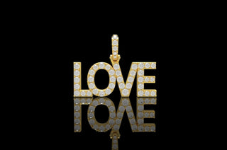 14K YELLOW GOLD SINGLE LAYER CUSTOM "LOVE" DIAMOND PENDANT
