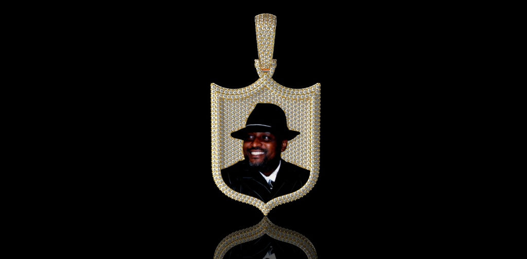 14K YELLOW GOLD CUSTOM DIAMOND SHIELD STYLE PICTURE PENDANT