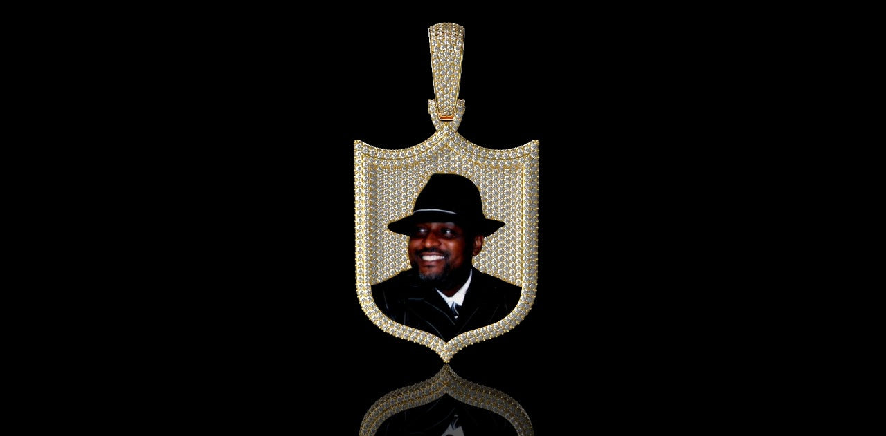 14K YELLOW GOLD CUSTOM DIAMOND SHIELD STYLE PICTURE PENDANT