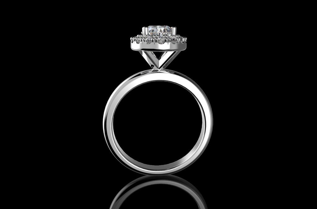 18k white gold oval halo diamond engagement ring 1.45cts