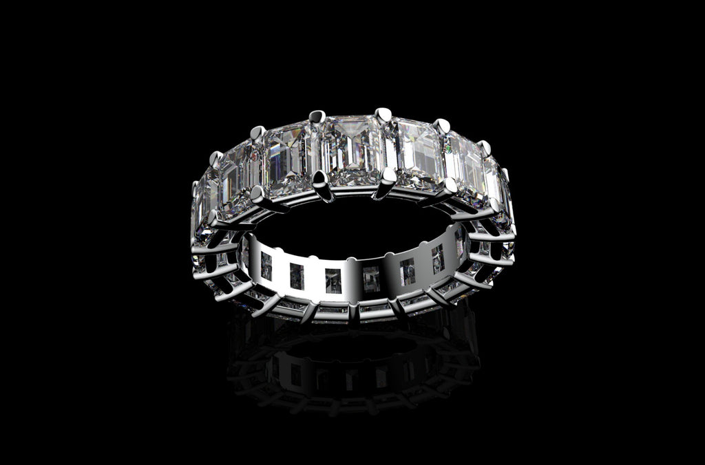 18k white gold radiant cut diamond eternity band