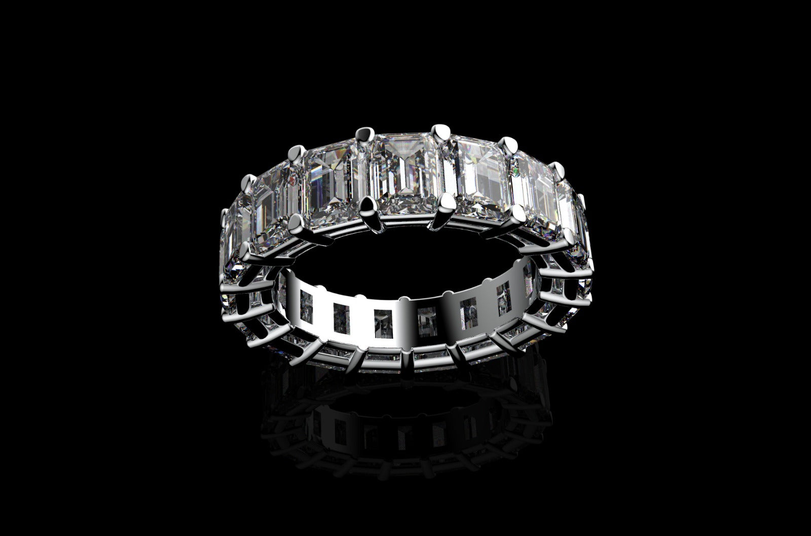 18k white gold radiant cut diamond eternity band