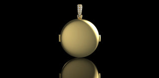 14k yellow gold 3D diamond picture pendant locket
