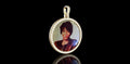 14K YELLOW GOLD LARGE 3D CUSTOM DIAMOND ROUND PICTURE PENDANT DIAMOND PROFILE