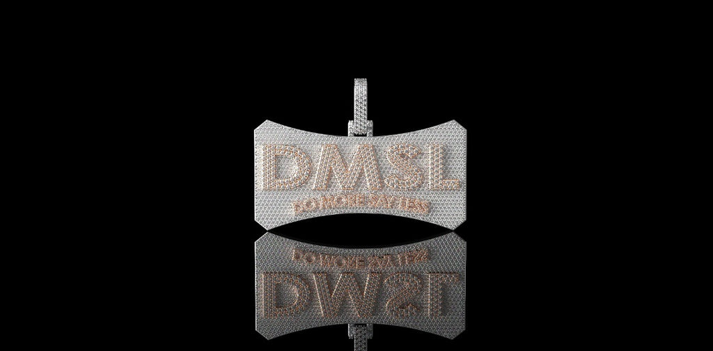 14K 2 TONE ROSE AND WHITE GOLD "DMSL" STYLE CUSTOM DIAMOND PENDANT