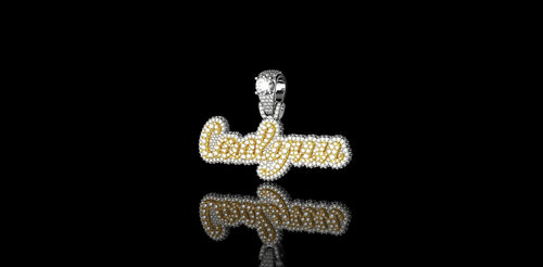 14K 2 TONE YELLOW AND WHITE GOLD DOUBLE LAYER CUSTOM "CAROLYNN" STYLE DIAMOND PENDANT