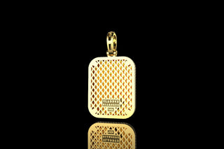 14k yellow gold 3d custom square diamond picture pendant