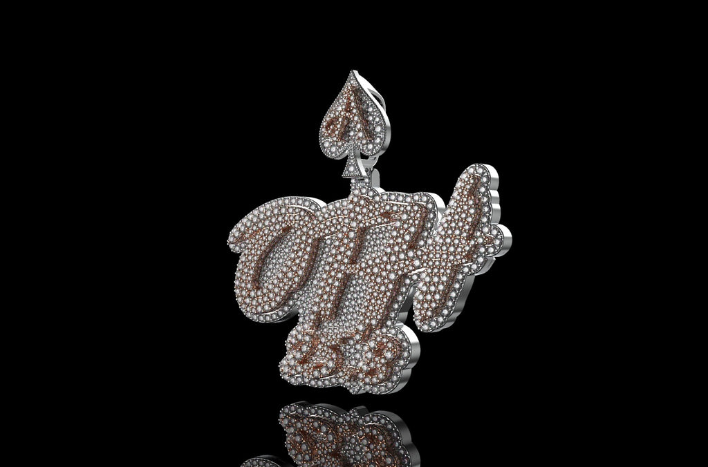 14k 2 tone rose and white gold double layer custom "OTH 2518" style custom diamond pendant