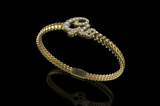 14k yellow gold custom "gia" style cuban link name bracelet