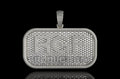 14k white gold custom double layer "rgf" style baguette diamond pendant