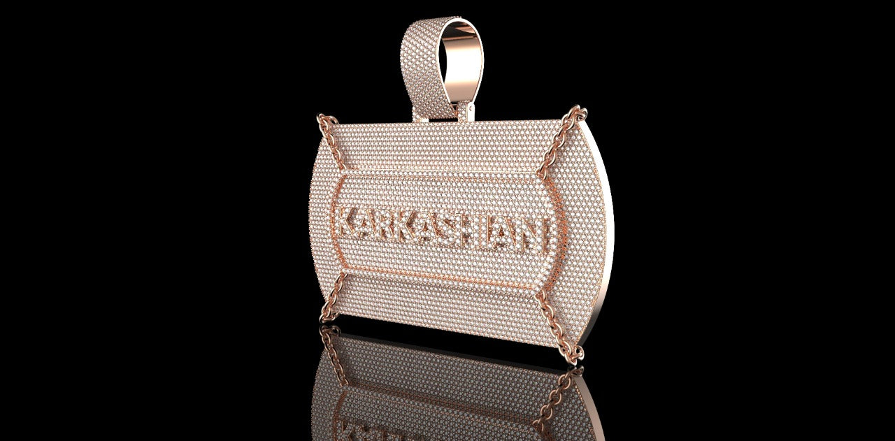 14K ROSE GOLD CUSTOM "KARKASHIAN" STYLE DIAMOND PENDANT