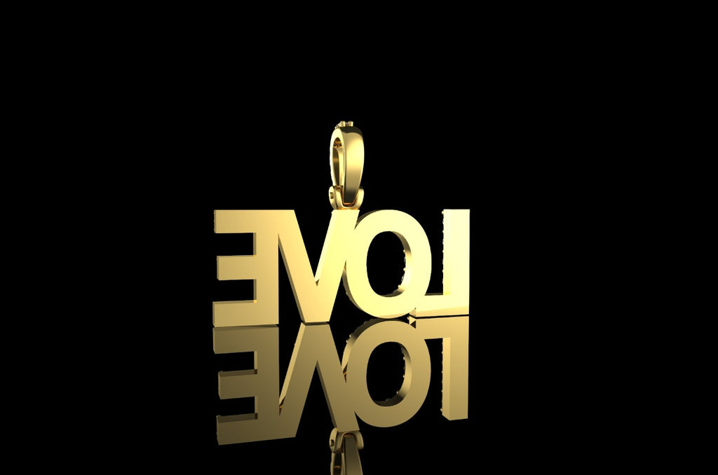 14K YELLOW GOLD SINGLE LAYER CUSTOM "LOVE" DIAMOND PENDANT