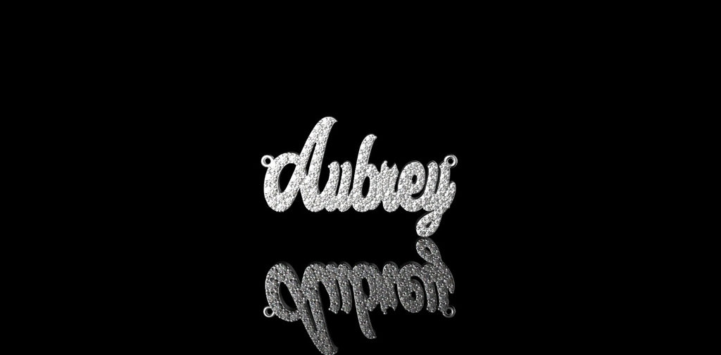 14K WHITE GOLD CUSTOM "AUBREY" STYLE DIAMOND PENDANT