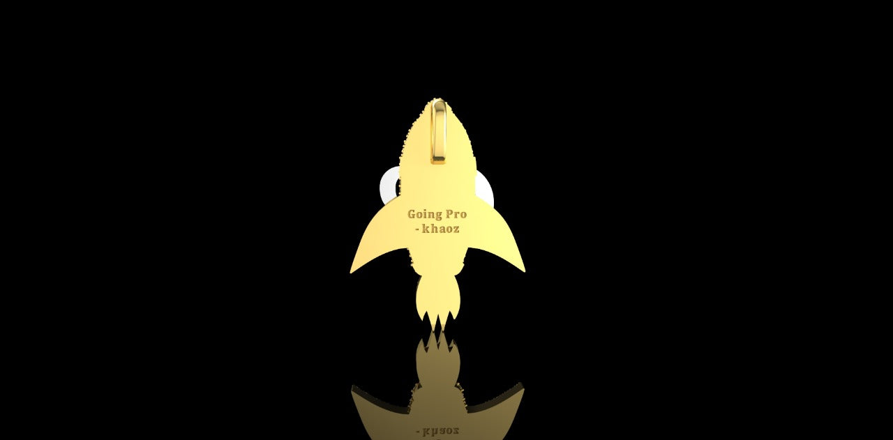 14K 2 TONE YELLOW AND WHITE GOLD "GP ROCKET" STYLE CUSTOM DIAMOND PENDANT