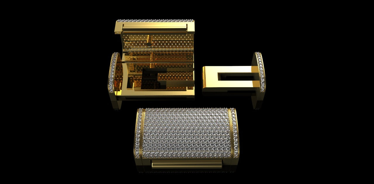 14K YELLOW GOLD CUSTOM LARGE DIAMOND LOCK