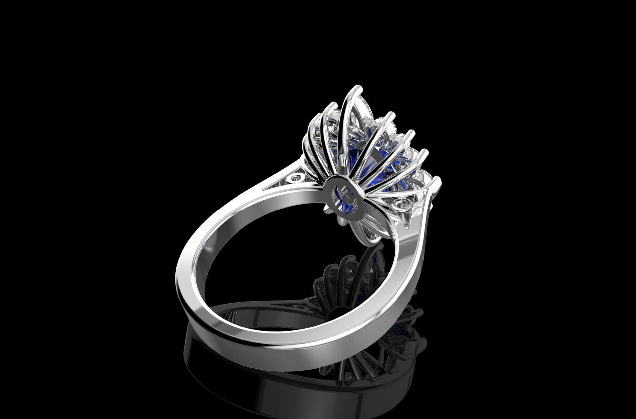 18k white gold custom purple amethyst oval shape diamond ring