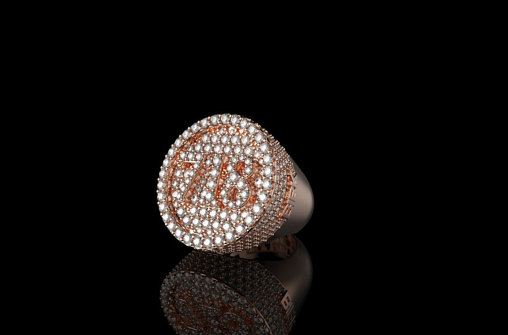 14K ROSE GOLD CUSTOM 3D DIAMOND "718" STYLE DIAMOND RING