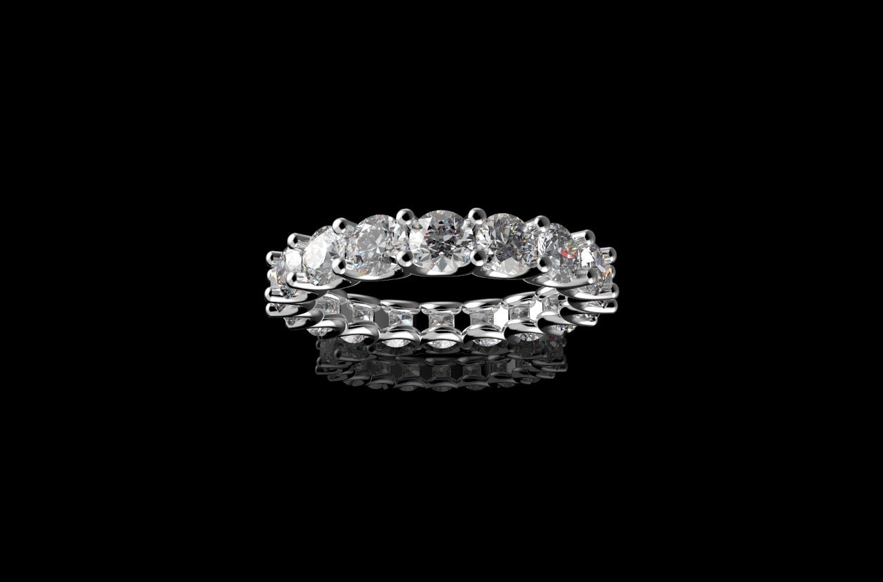18k white gold diamond eternity band u-shape 3.89cts