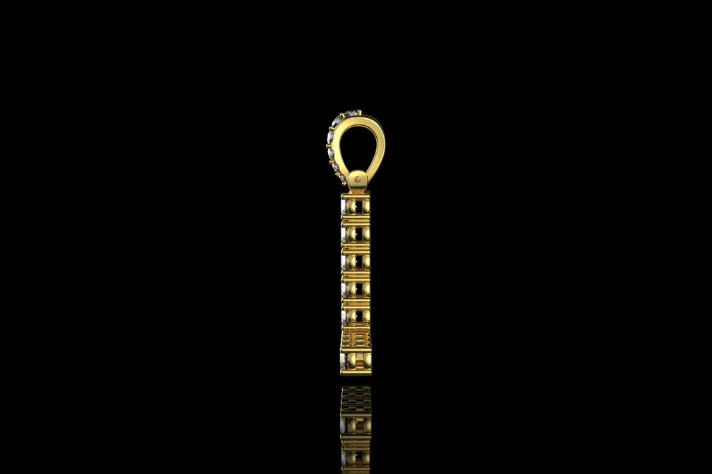 14k 2 tone yellow and white gold single layer small initial L diamond pendant