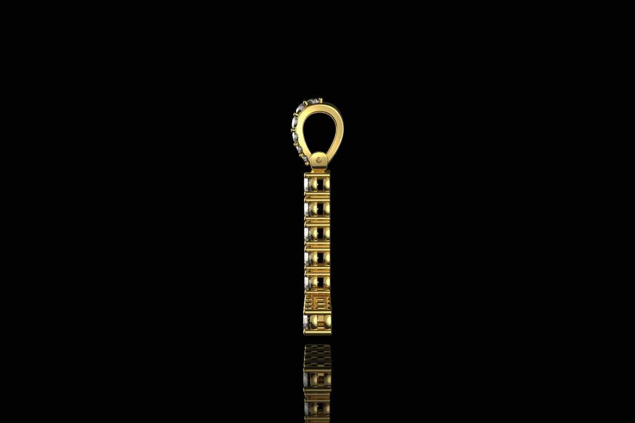 14k 2 tone yellow and white gold single layer small initial L diamond pendant