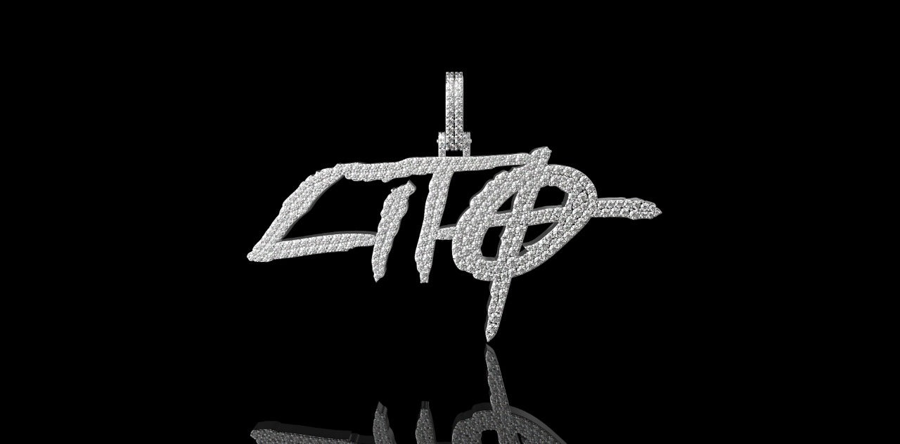14K WHITE GOLD SINGLE LAYER "LITO" STYLE CUSTOM DIAMOND PENDANT