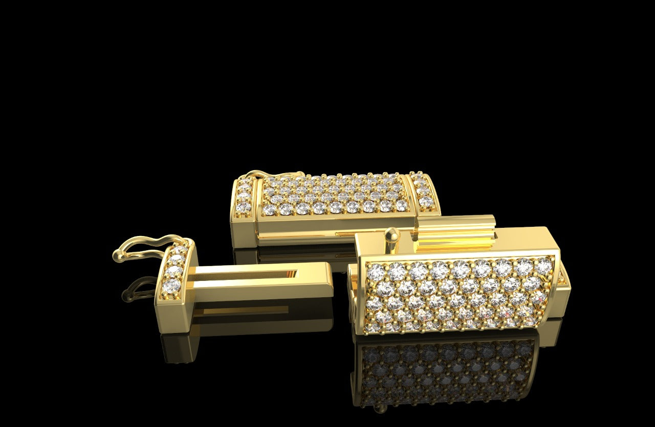 14k yellow gold custom diamond lock flat small narrow