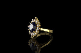 18k yellow gold custom purple amethyst oval shape diamond ring