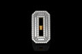 14k 2 tone yellow and white gold custom 3d initil "O" baguette and round diamond ring