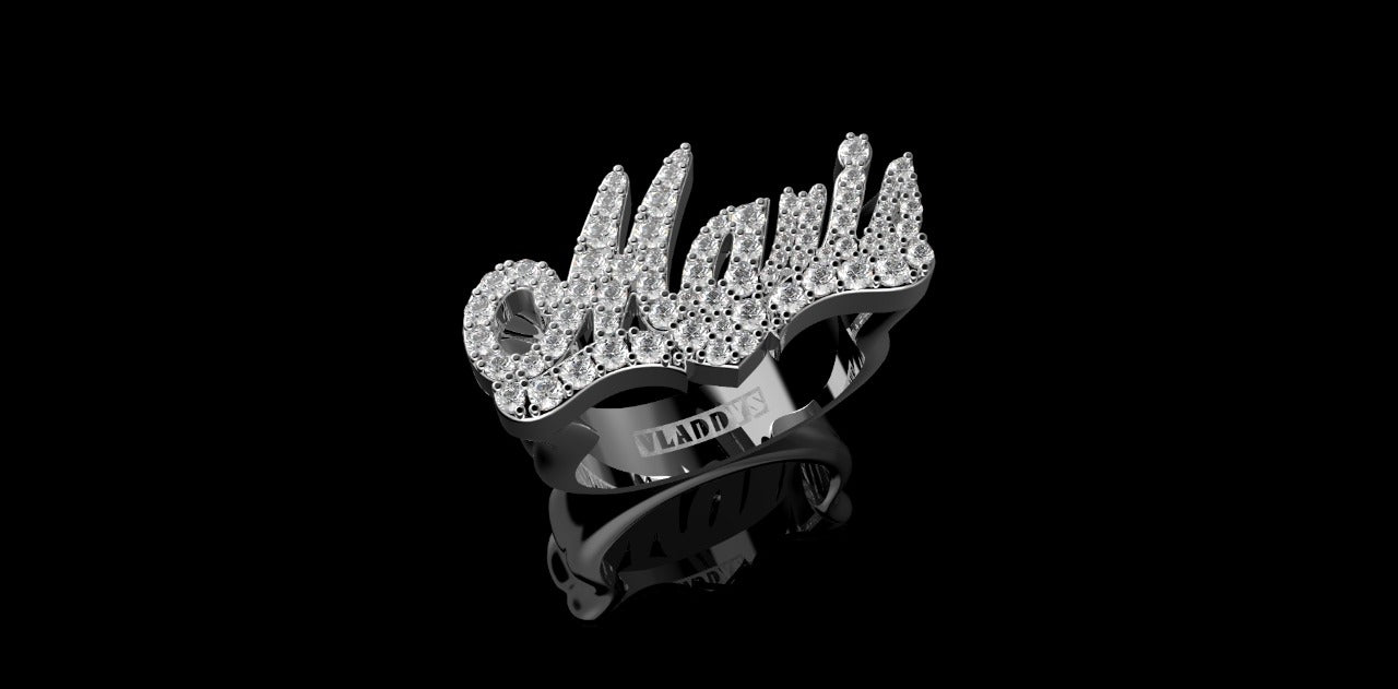 14K WHITE GOLD CUSTOM "MARIS" DIAMOND NAME RING