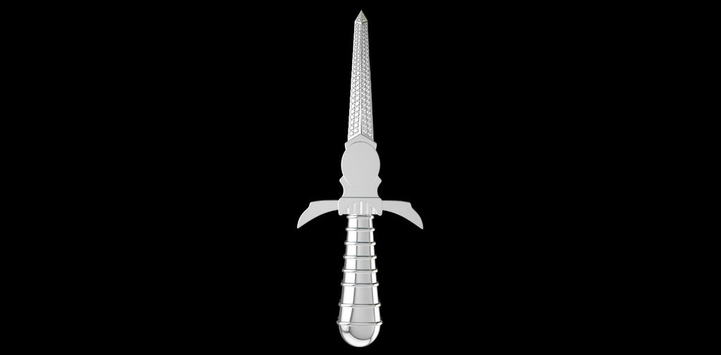 14K WHITE GOLD CUSTOM SWORD DIAMOND PENDANT