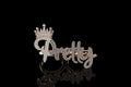 14k rose gold "pretty" with crown style diamond double finger ring
