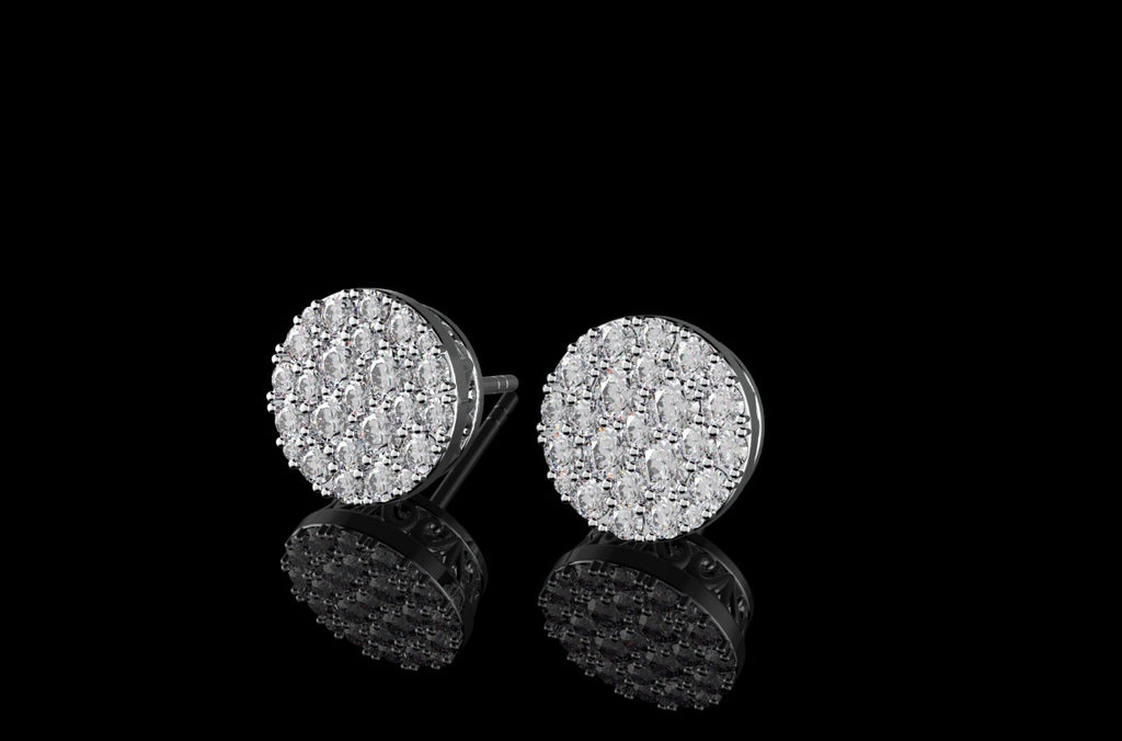 14k white gold large custom cluster diamond earrings