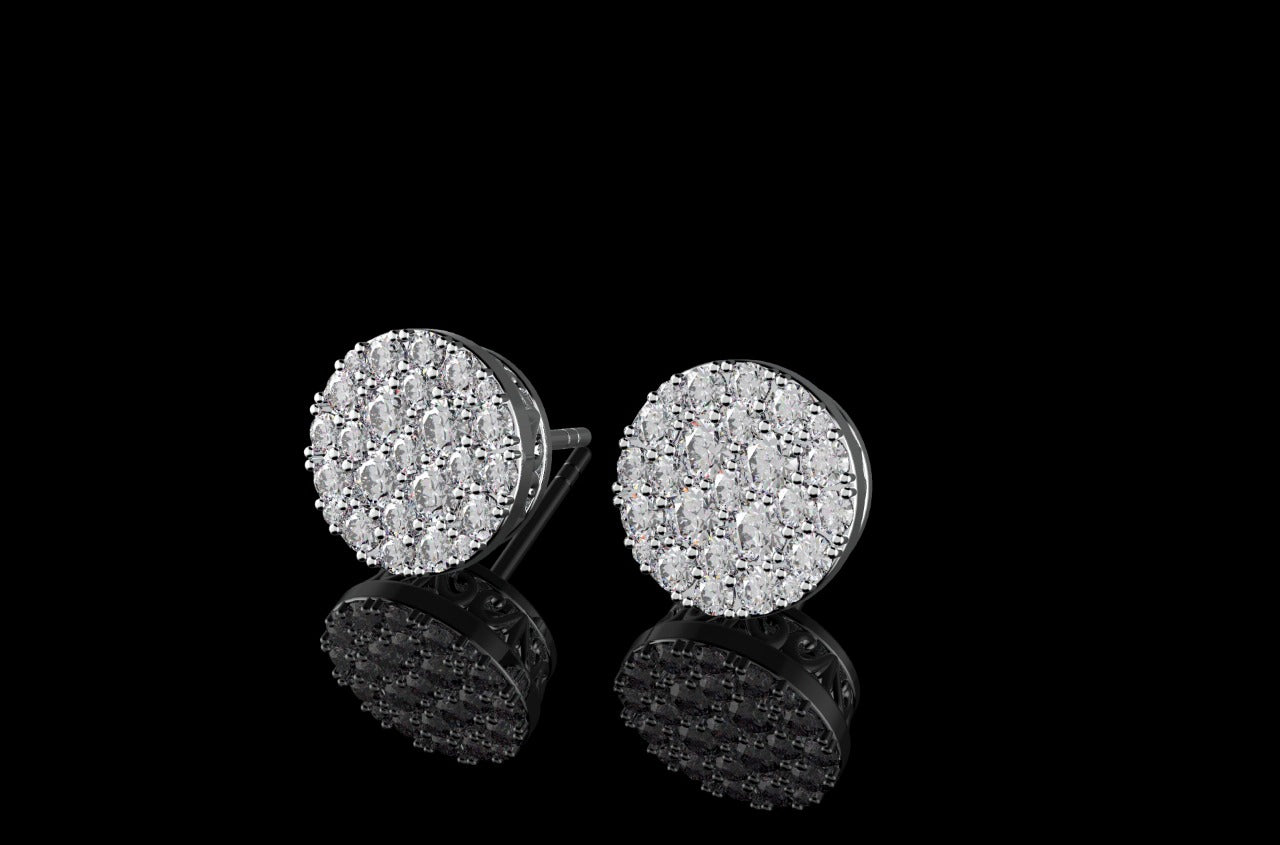 14k white gold large custom cluster diamond earrings