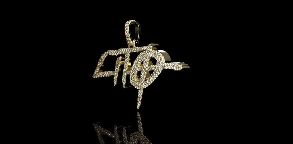 14K YELLOW GOLD SINGLE LAYER "LITO" STYLE CUSTOM DIAMOND PENDANT