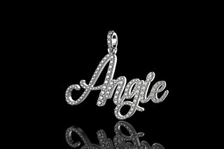 14k white gold custom "angie" style diamond pendant