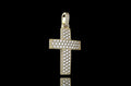 14k yellow gold large custom dome 3d diamond cross with profile diamonds