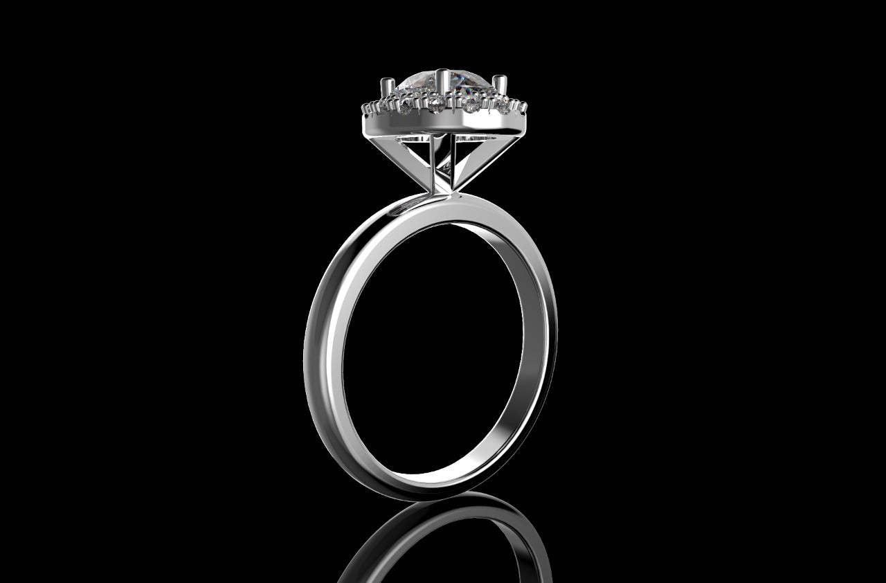 18k white gold oval halo diamond engagement ring 1.45cts