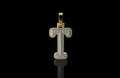 14k 2 tone yellow and white gold double layer initial T diamond pendant