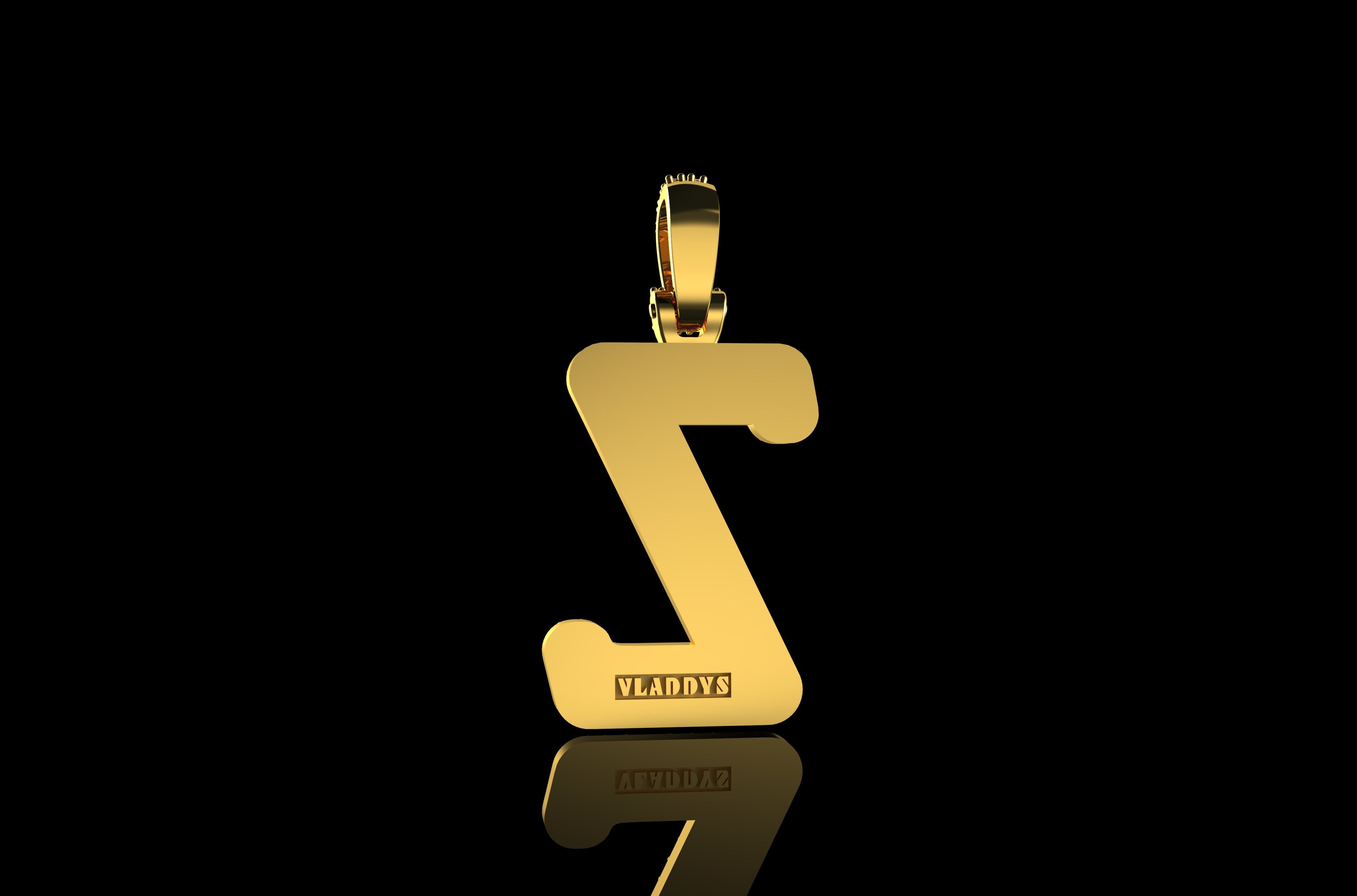 14k 2 tone yellow and white gold double layer initial Z diamond pendant