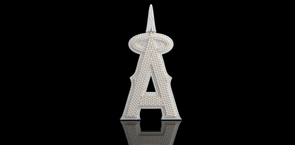 14K 2 TONE ROSE AND WHITE GOLD DOUBLE LAYER CUSTOM "A" STYLE DIAMOND PENDANT