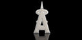 14K 2 TONE ROSE AND WHITE GOLD DOUBLE LAYER CUSTOM "A" STYLE DIAMOND PENDANT