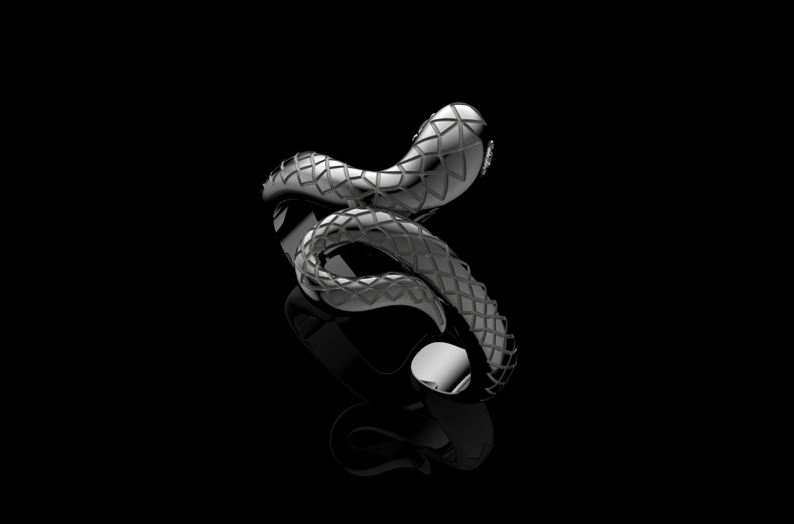 14k custom made black gold PVD snake diamond ring