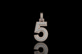 14k white and Rose gold double layer number 5 diamond pendant